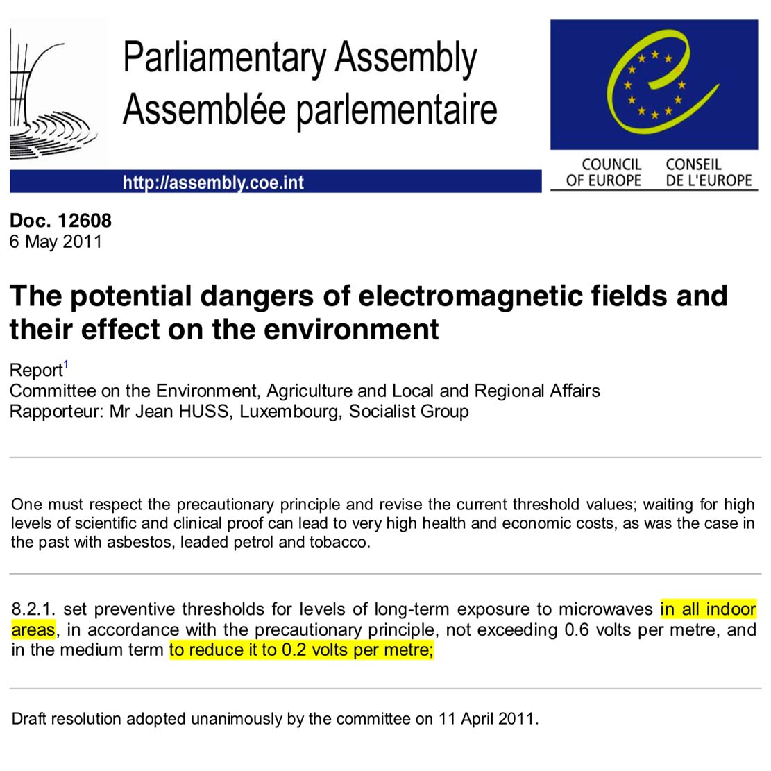 Resolutie Raad van Europa